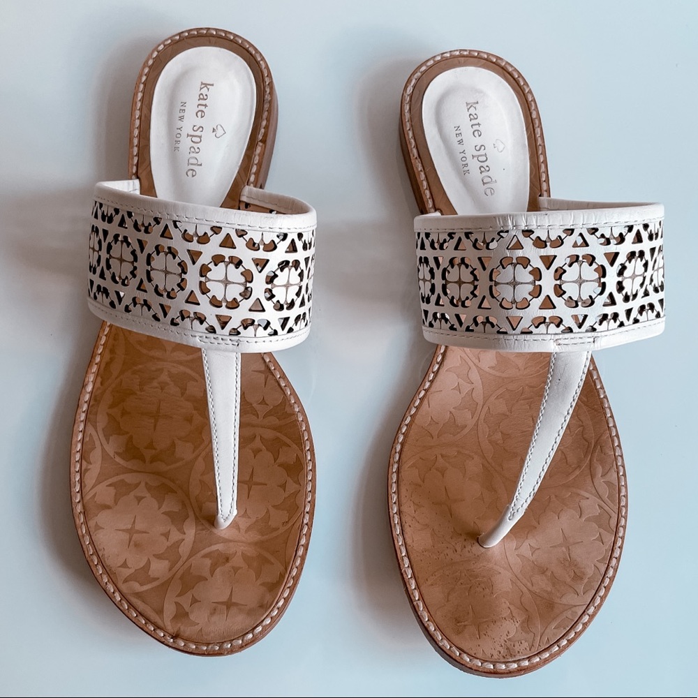 Kate Spade White + Tan Sandals Size 9